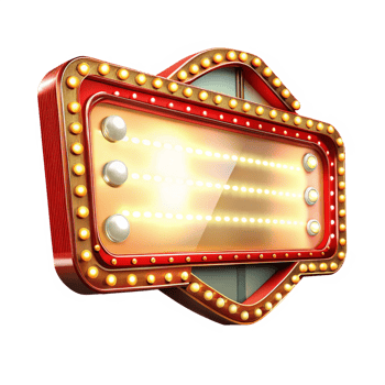 Electric light-up sign with classic marquee frame png