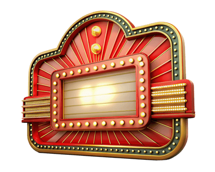 Grand theater marquee with glowing light bulbs png