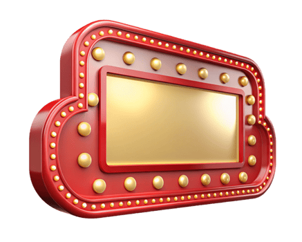 Blank advertising marquee with classic theater lights png