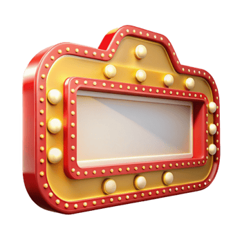Vintage marquee billboard with glowing edges png
