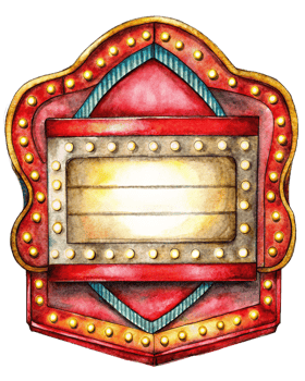 Blank illuminated marquee board with gold accents png