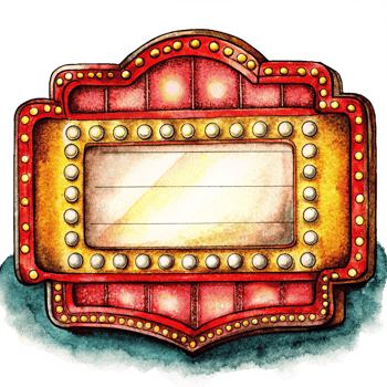 Old-fashioned light-up signboard with empty space png