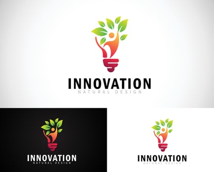 Bulb logo creative design concept innovation nature idea smart people vector