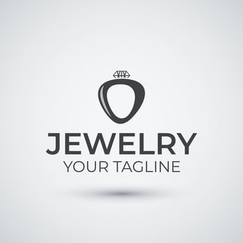 flat jewelry ring logo template design vector