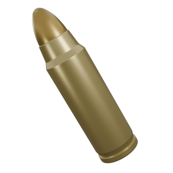 3D Bullet, Precision Ammunition with Realistic Design, 3d illustration of weapon bullet or ammo with gold color, it looks like tin or brass png