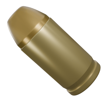 3d illustration of weapon bullet or ammo with gold color, it looks like tin or brass, Precision Ammunition with Realistic Design png