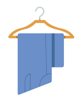 coat hanger with blue jean illustration png