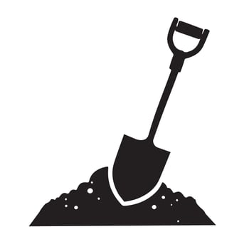 Shovel in Dirt Silhouette Gardening Tool Illustration Design vector