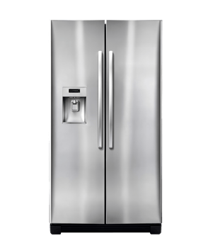 Modern double door refrigerator isolated on transparent background for kitchen and home appliance design png