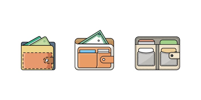 collection of flat design payment wallet icons vector