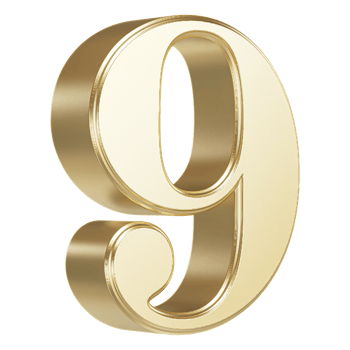 Number 9 Gold - 3D Rendering png