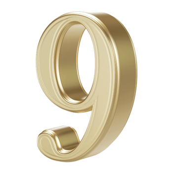 Golden Number 9 - 3D Rendering png