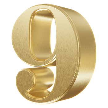 3D Golden Number 9 png