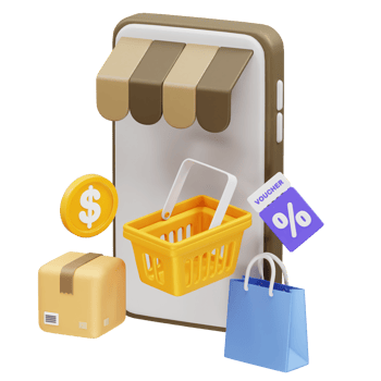 Mobile Shopping icon 3d. Online shopping 3d render illustration icon png