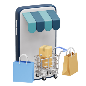 shopping cart icon 3d. Mobile Shopping Experience icon 3d. Online shopping icon 3d illustration png