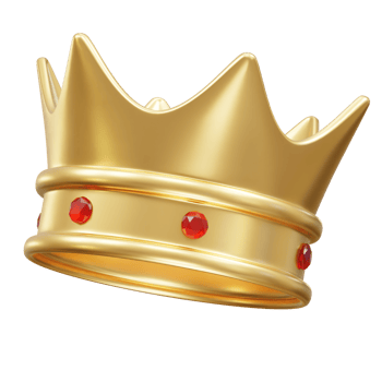 Golden Crown with Red Jewels icon illustration 3d. Crown icon 3d render illustration png