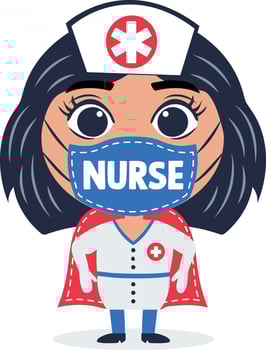 Nurse mask sticker in flat style vector