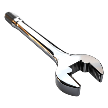 Polished Chrome Wrench with Open End for Mechanical Tasks png