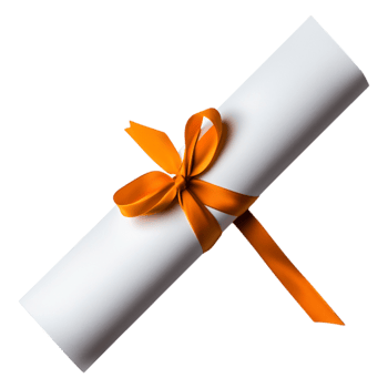 Elegant Scroll with Orange Ribbon on png