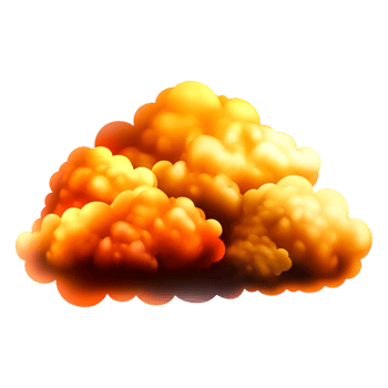 Dramatic Explosion Cloud with Shades of Orange and Yellow Hues png