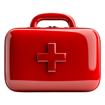 Bright Red First Aid Kit with Handle and Cross Design for Health Care png