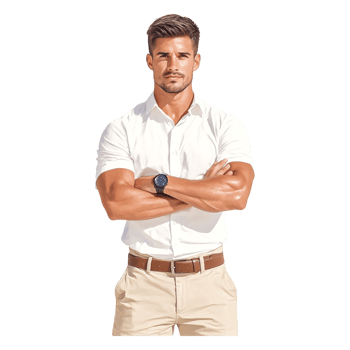 Confident Businessman Posing with a Watch in Casual Outfit png