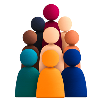 Colorful abstract representation of diverse people in pyramid formation png