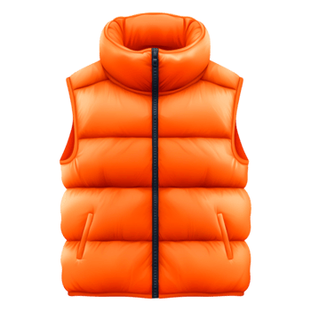 Bright Orange Puffer Vest with High Collar for Outdoor Activities png