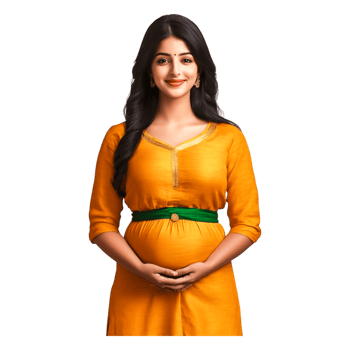 Pregnant Woman in Traditional Attire with Bright Smile and Joyful Expression png