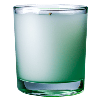 Elegant Green Candle in Frosted Glass Holder with Natural Wick png