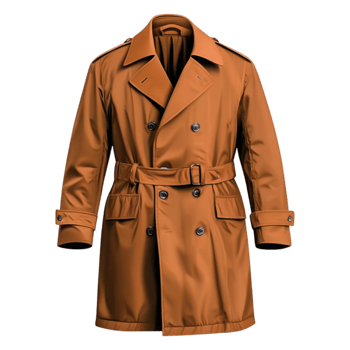 Stylish Brown Trench Coat with Belt and Classic Design for Fashion png