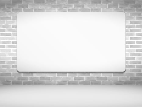 Blank horizontal banner on brick wall vector