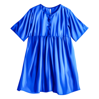 Blue Relaxed Fit Dress with Short Sleeves and Button Details png