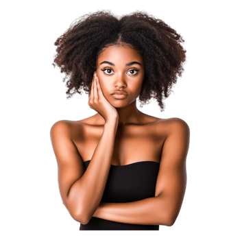 Young Woman with Natural Hair Posing Thoughtfully Against a png
