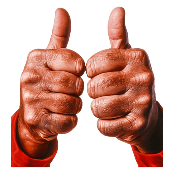 Two Hands Giving Thumbs Up Gesture on Isolated Background png
