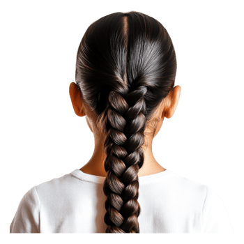 Beautiful Long Braid on Hair of Young Girl from the Back View png