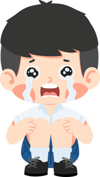 cute sad Crying boy sitting alone kid png