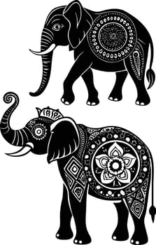 Two Ornamental Elephants vector