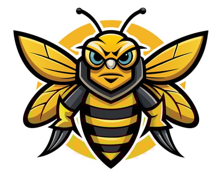 A cartoon bee mascot with a black and yellow face vector
