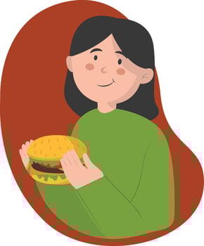 Woman Eating Hamburger vector