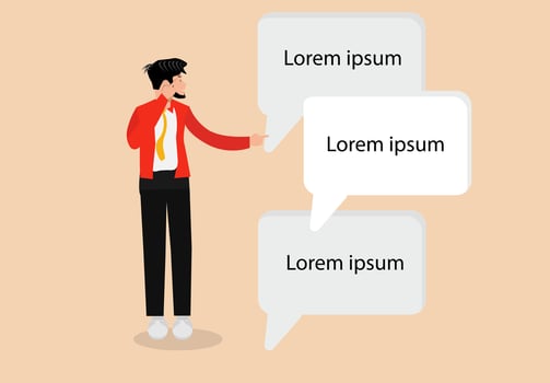 businessman with speech bubbles on his head vector