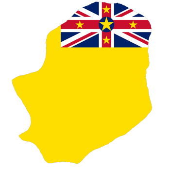 Niue flag on the map png
