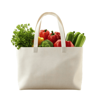 Fresh Vegetables in Canvas Shopping Bag on Transparent Background png
