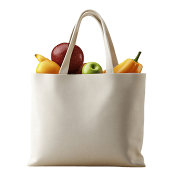 Stylish Eco-Friendly Market Bag with Vegetables on Transparent Background png
