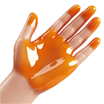 Hand covered in golden symbolizing luxury skincare andistic expression png