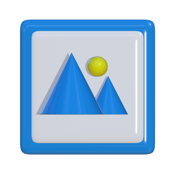3D icon of a simple mountain and sun image. Suitable for business presentations and corporate assets png
