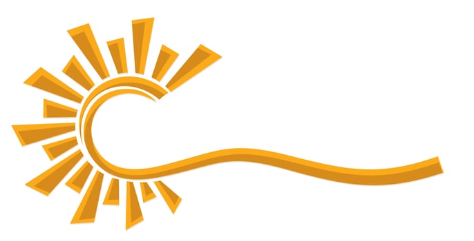 A logo of the bright stylized sun. vector