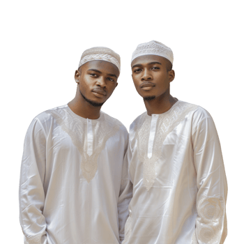 Two men in traditional clothing pose for the camera png