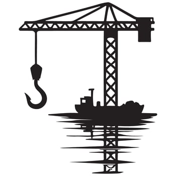 Construction Crane Silhouette Art Illustration for Building Projects vector