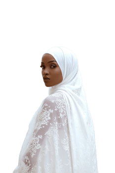 A beautiful woman in a white hijab png